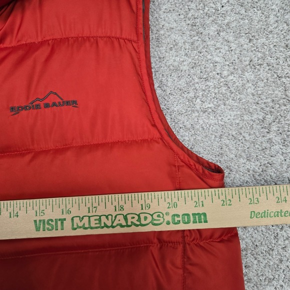 Eddie Bauer Vest Mens Medium Premium Goose Down puffer Red full zip Vintage - Picture 5 of 6